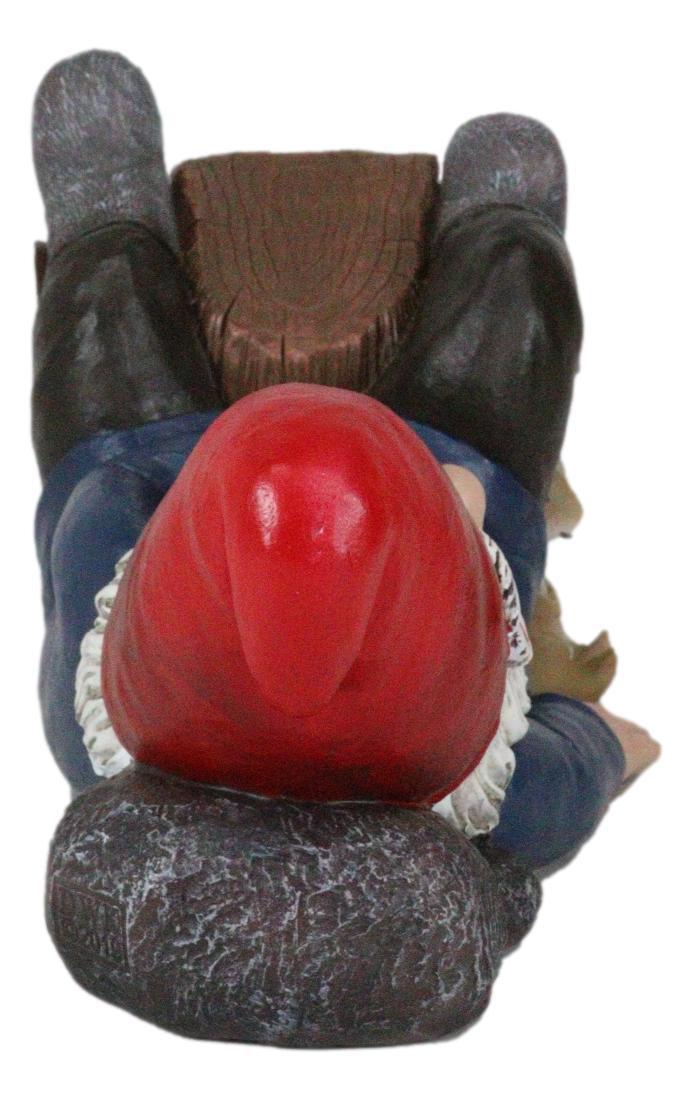 Ebros Gift Whimsical Holiday Tipsy Drunk Garden Gnome Sleeping Near Squirrel Wine Holder