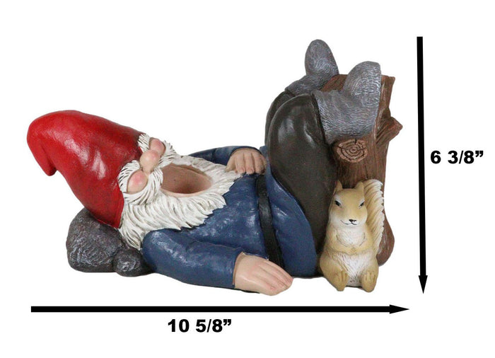 Ebros Gift Whimsical Holiday Tipsy Drunk Garden Gnome Sleeping Near Squirrel Wine Holder