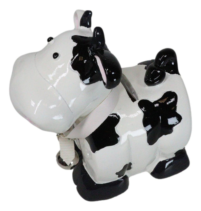 Ebros Gift Whimsical Holstein Bovine Cow With Collar Bell Money Coin Savings Piggy Bank