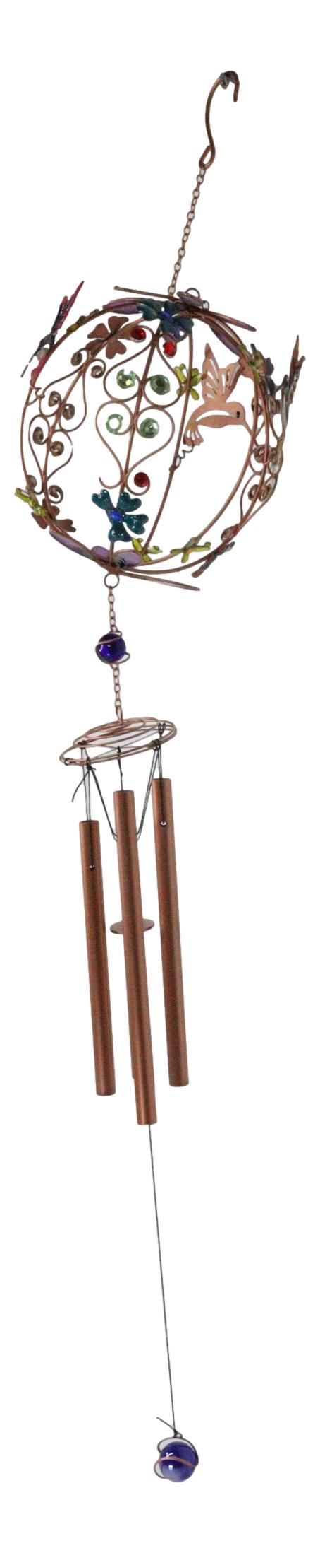 Ebros Gift Whimsical Hummingbirds By Enchanted Globe Floral Garden Copper Wind Chime