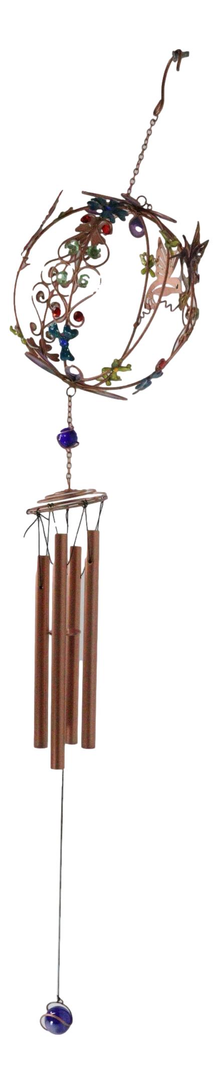 Ebros Gift Whimsical Hummingbirds By Enchanted Globe Floral Garden Copper Wind Chime