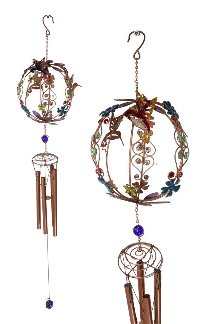 ebros gift Whimsical Hummingbirds by Enchanted Globe Floral Garden Copper Wind Chime
