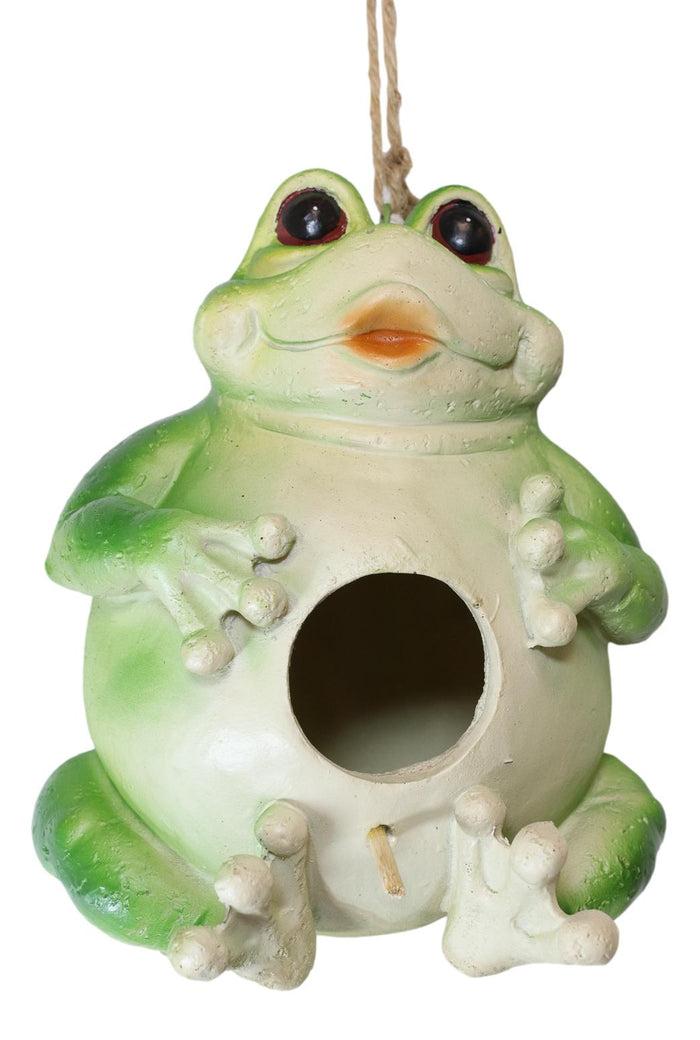 Ebros Gift Whimsical Jumbo Fat Frog Toad Birdhouse Bird Feeder House Branch Hanger Figurine