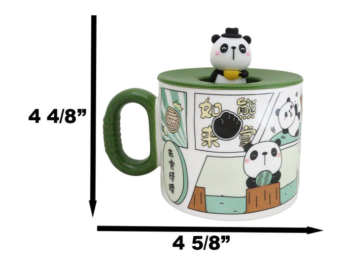 Ebros Gift Whimsical Kung Fu Panda Bear Diary Cartoon Ceramic Mug With Silicone Lid