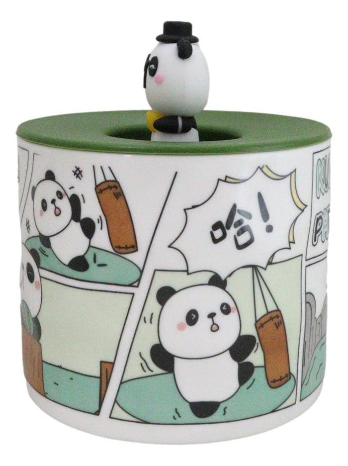 Ebros Gift Whimsical Kung Fu Panda Bear Diary Cartoon Ceramic Mug With Silicone Lid
