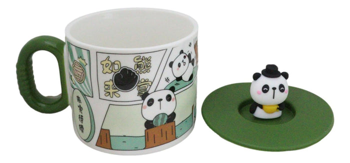 Ebros Gift Whimsical Kung Fu Panda Bear Diary Cartoon Ceramic Mug With Silicone Lid
