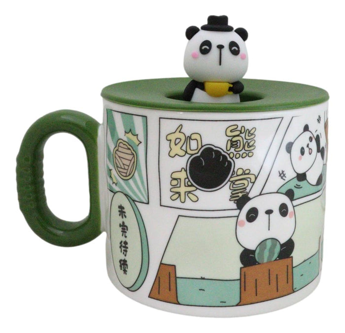 ebros gift Whimsical Kung Fu Panda Bear Diary Cartoon Ceramic Mug With Silicone Lid