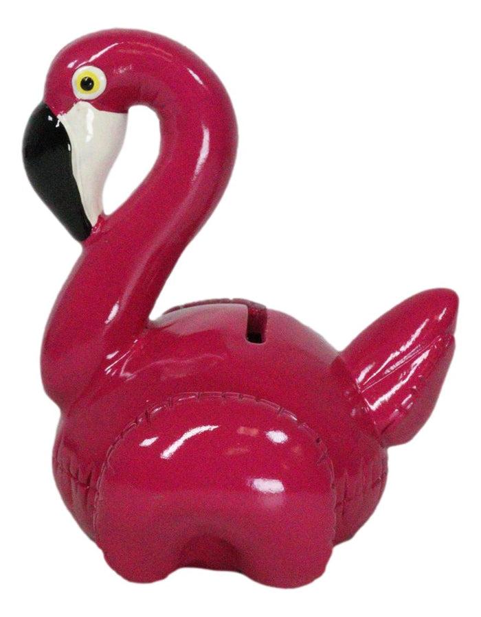 Ebros Gift Whimsical Magenta Tropical Wading Bird Flamingo Money Piggy Coin Bank Figurine