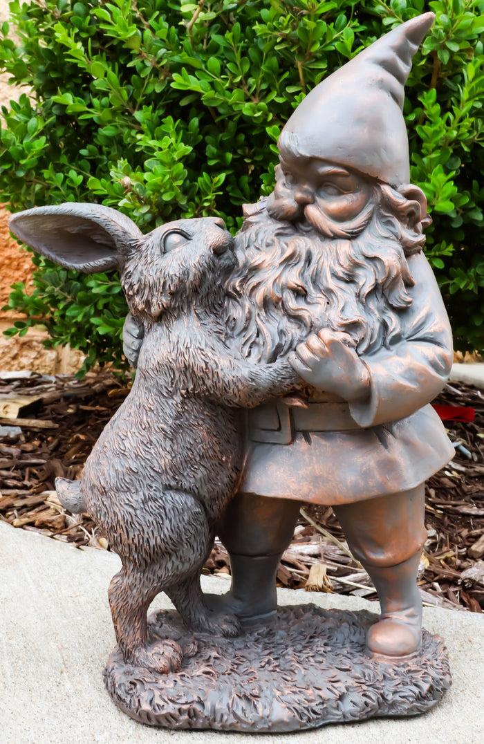 ebros gift Whimsical Mr Gnome Dancing With Hare Rabbit Fairy Garden Figurine Decor Accent