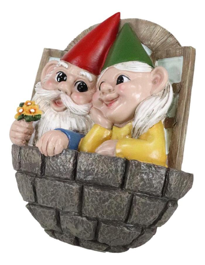 Ebros Gift Whimsical Mr Mrs Dwarf Gnome Couple By Window Ledge Balcony Wall Decor Plaque