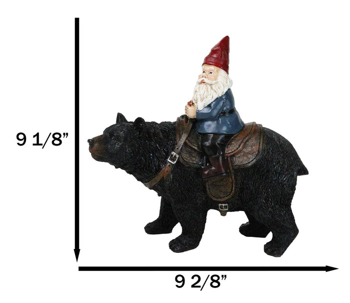Ebros Gift Whimsical Mr Old Gnome Riding On Harnessed Black Bear Figurine Rustic Western