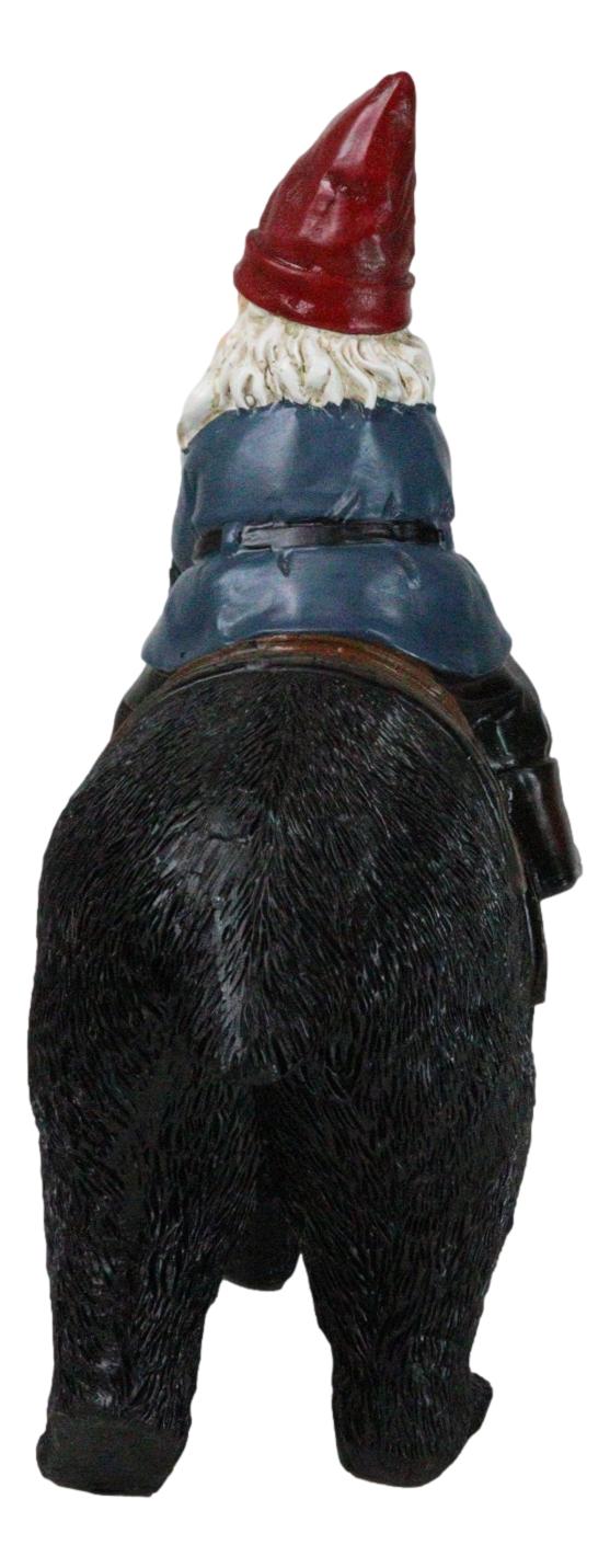 Ebros Gift Whimsical Mr Old Gnome Riding On Harnessed Black Bear Figurine Rustic Western
