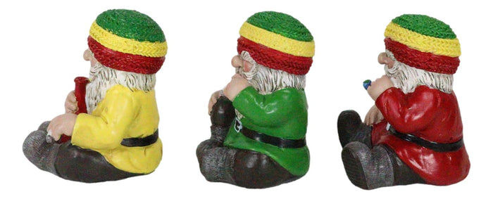 Ebros Gift Whimsical Party All Day All Night Smoking Hippie Rasta Gnomes Figurines Set Of 3