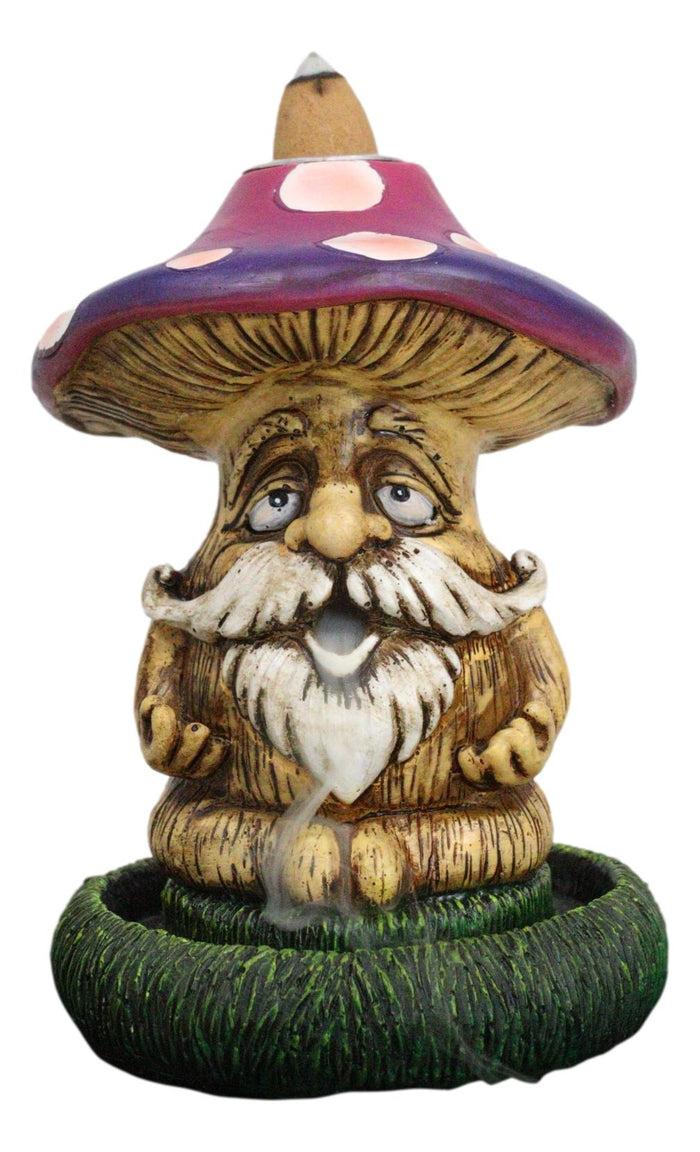 ebros gift Whimsical Purple Toadstool Mushroom Greenman On Greens Backflow Incense Burner