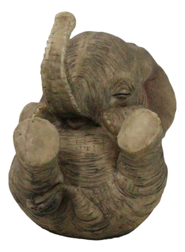Ebros Gift Whimsical Safari Savanna Baby Calf Elephant Cradling On Its Back Figurine