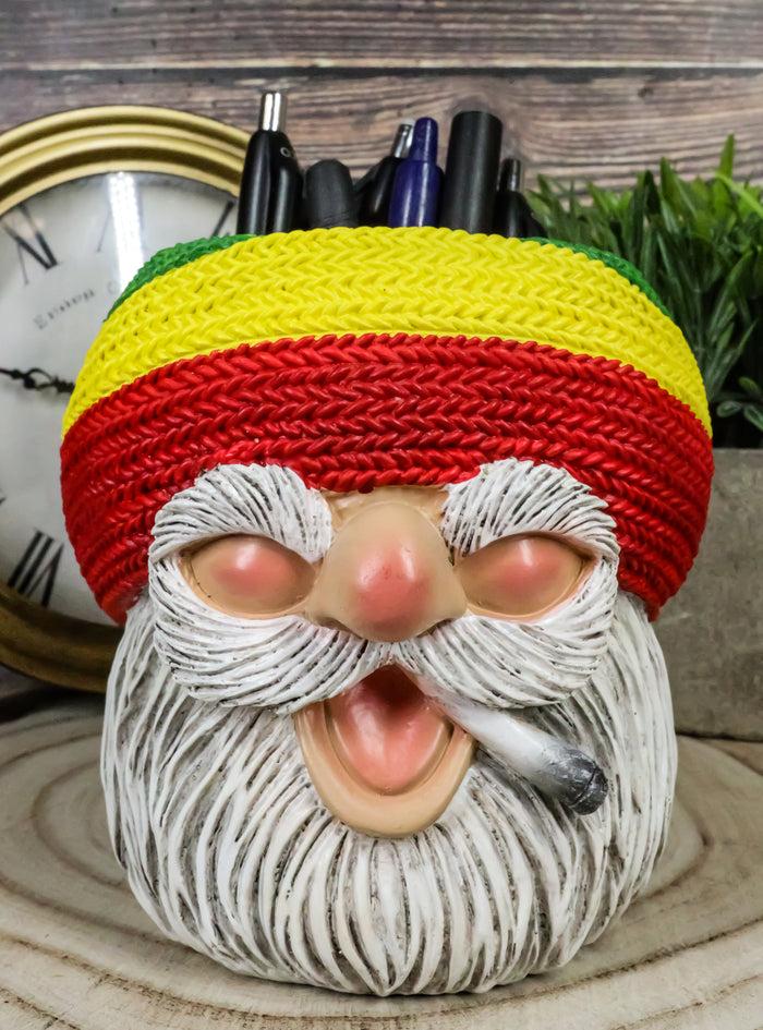 ebros gift Whimsical Smoking Rastafarian Reggae Gypsy Gnome Stationery Pen Holder Figurine