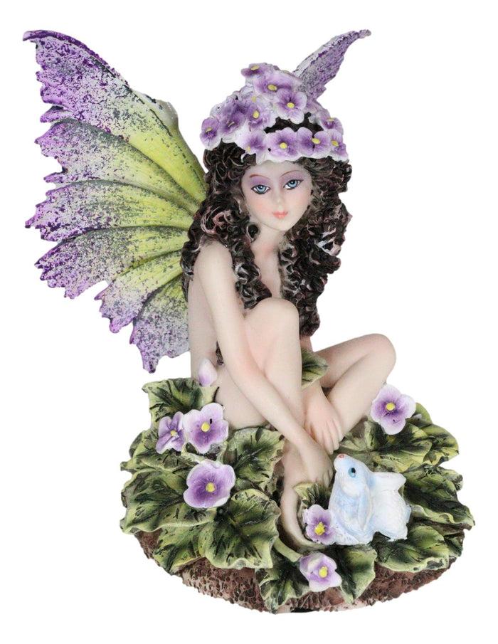 Ebros Gift Whimsical Violet Purple Girl Fairy Sitting On Pansy Garden Bed Pixie Figurine