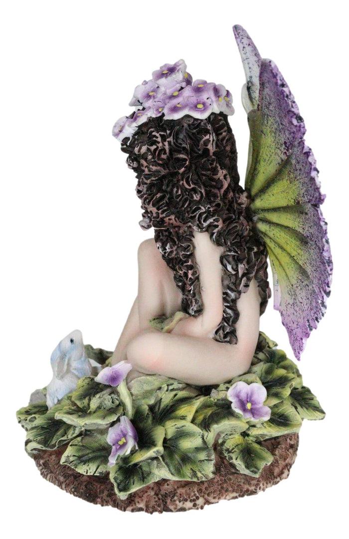 Ebros Gift Whimsical Violet Purple Girl Fairy Sitting On Pansy Garden Bed Pixie Figurine
