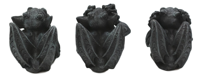 Ebros Gift Whimsical Winged See Hear Speak No Evil Laughing Mini Gargoyle Figurines Set