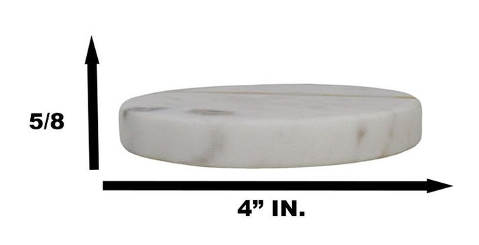 Ebros Gift White Banswara Marble With Gold Metal Striped Inlay Accent 4 Piece Coaster Set