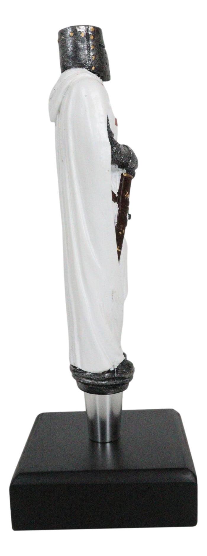 Ebros Gift White Cloak Medieval Crusader Knight Swordsman Novelty Beer Tap Handle Figurine