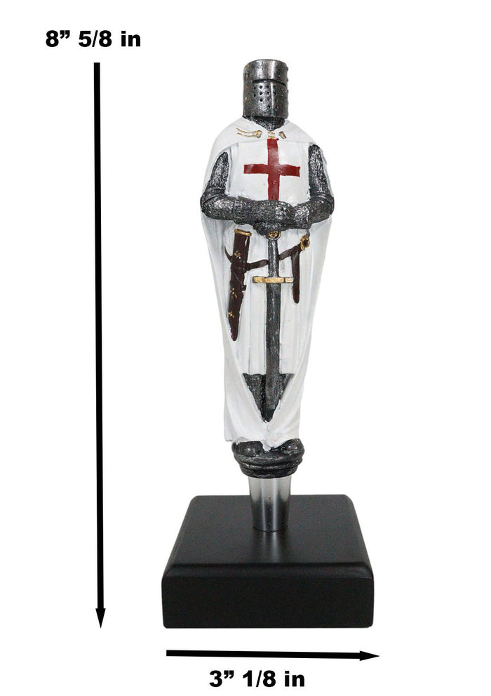 Ebros Gift White Cloak Medieval Crusader Knight Swordsman Novelty Beer Tap Handle Figurine