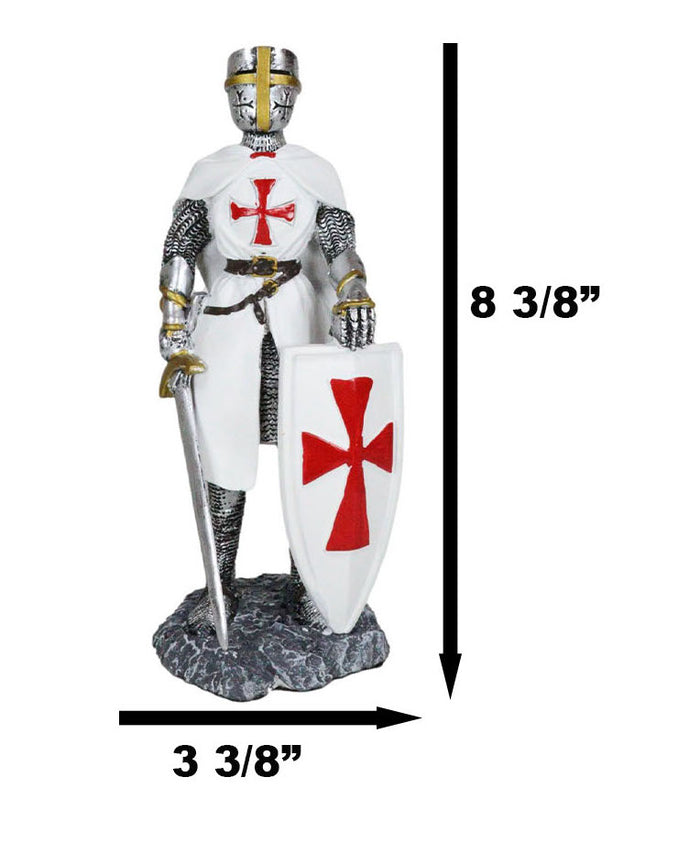 Ebros Gift White Cloak Medieval Crusader Swordsman With Shield Of Faith Knight Figurine