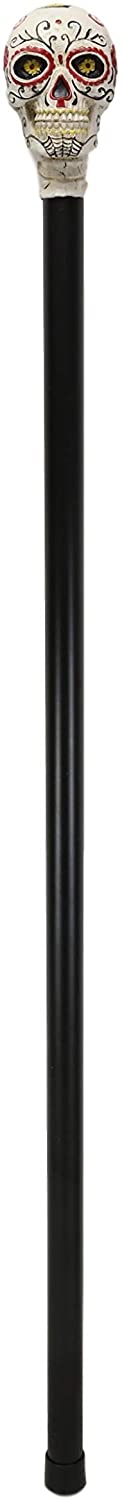 Ebros Gift White Colorful Day Of The Dead Skull Prop Accessory Walking Cane For Parties