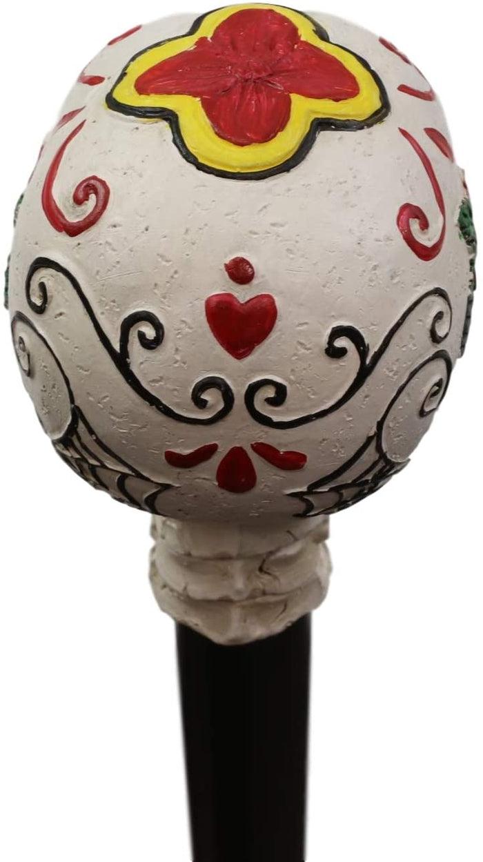 Ebros Gift White Colorful Day Of The Dead Skull Prop Accessory Walking Cane For Parties