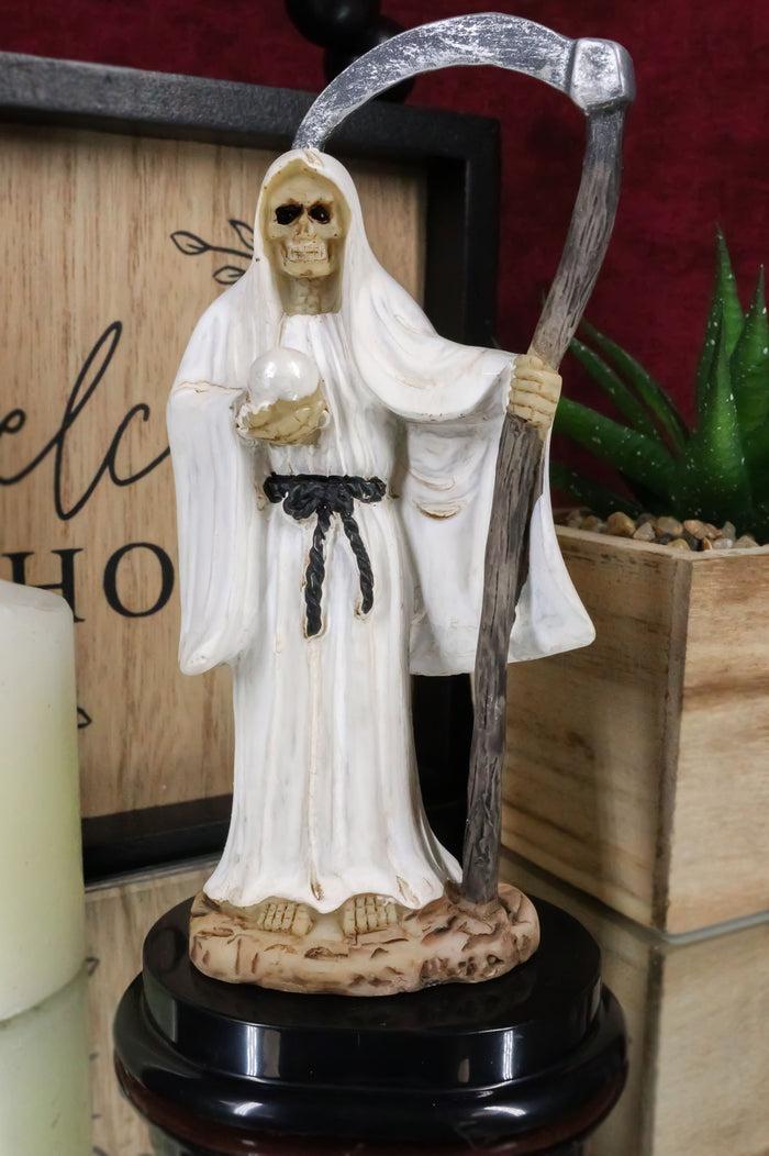 ebros gift White Santa Muerte With Scythe Figurine 5.5" Tall Bone Mother Angel Of Purity