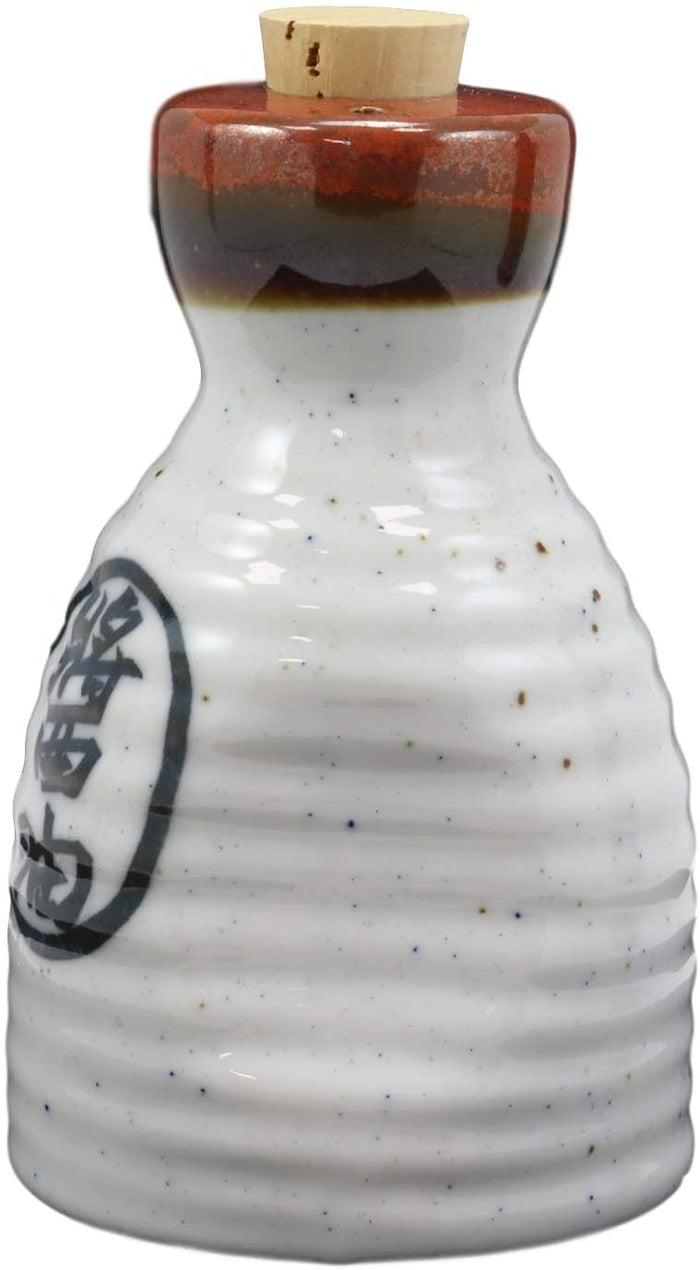 Ebros Gift White Traditional Japanese Soy Sauce Dispenser Flask 6oz Tenmoku Porcelain Set