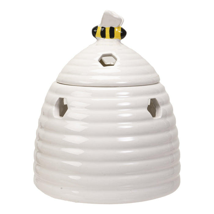 Ebros Gift White Whimsical Bumblebee Beehive Ceramic Essential Oil Warmer Candle Holder