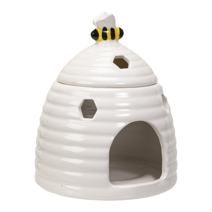 Ebros Gift White Whimsical Bumblebee Beehive Ceramic Essential Oil Warmer Candle Holder