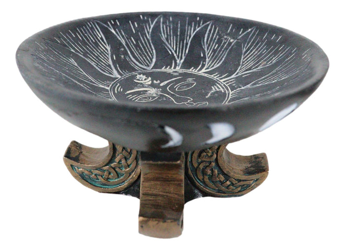 Ebros Gift Wicca Astrology Celestial Sun God And Triple Moon Decorative Bowl Figurine