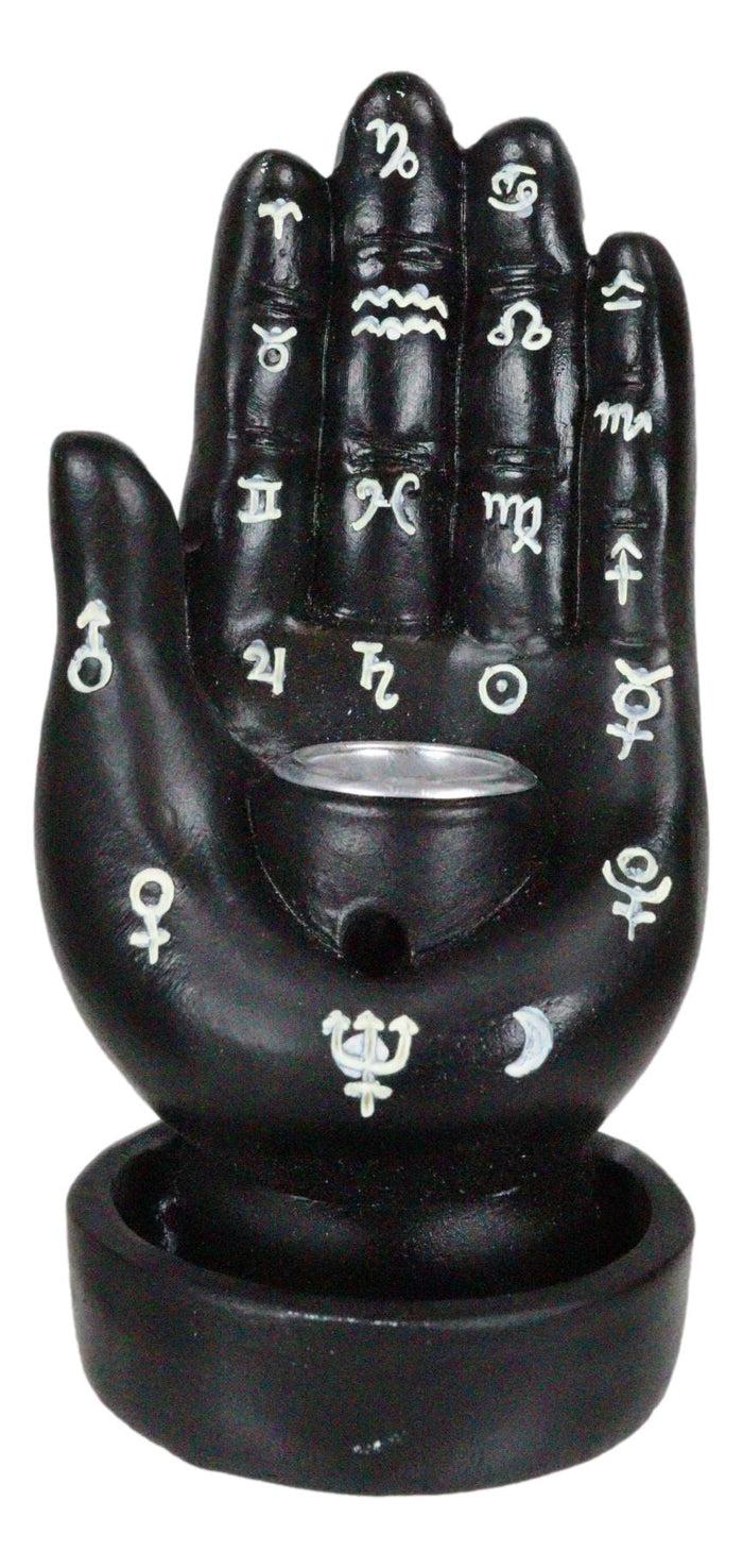 Ebros Gift Wicca Black Fortune Teller Chirology Palmistry Hand Palm Backflow Incense Burner