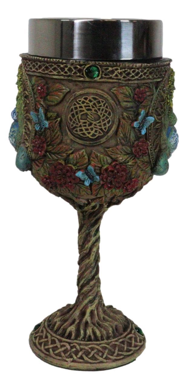Ebros Gift Wicca Celtic Knotwork Earth Mother Goddess Millenial Gaia Wine Goblet Chalice