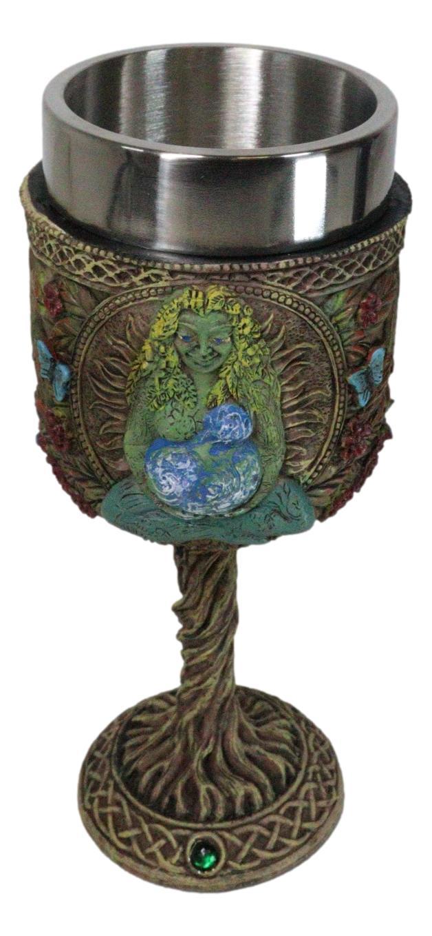 Ebros Gift Wicca Celtic Knotwork Earth Mother Goddess Millenial Gaia Wine Goblet Chalice