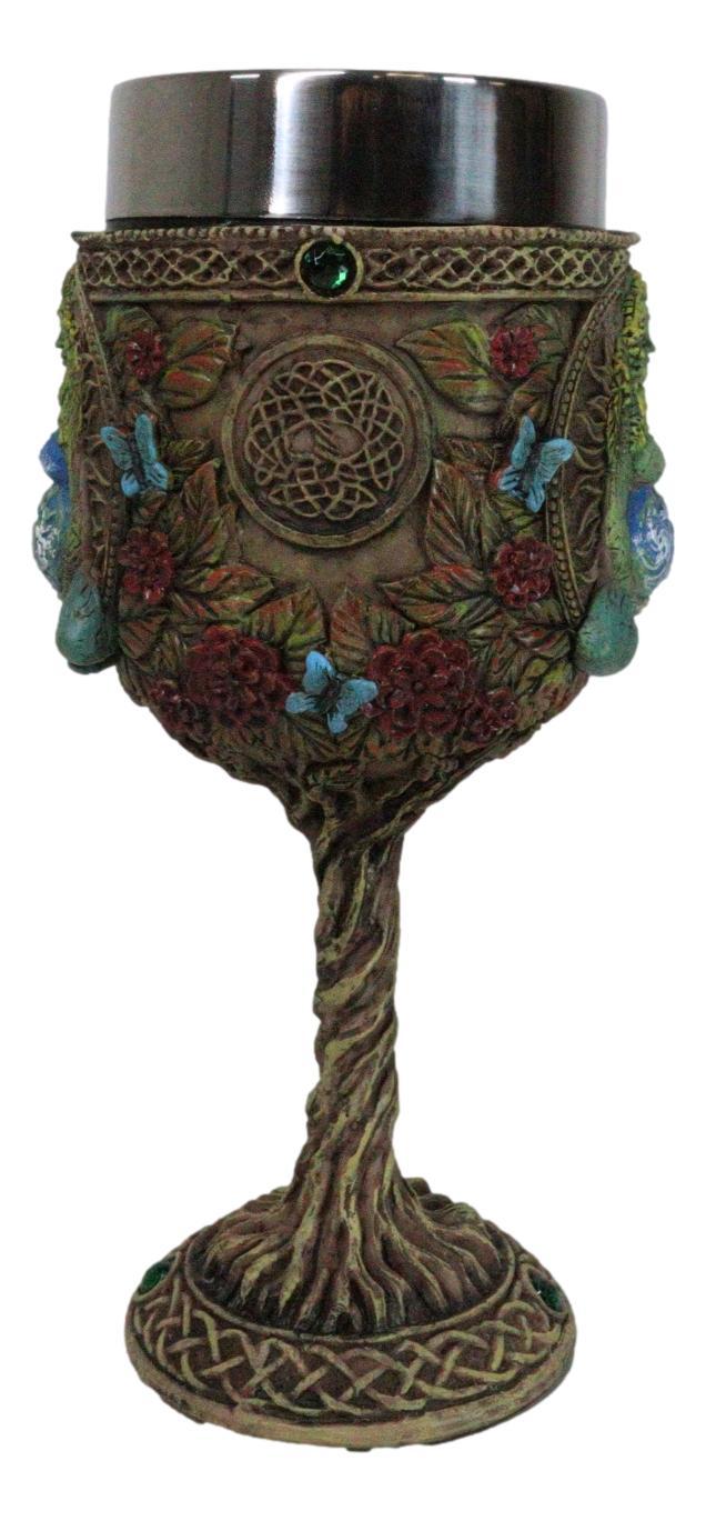 Ebros Gift Wicca Celtic Knotwork Earth Mother Goddess Millenial Gaia Wine Goblet Chalice