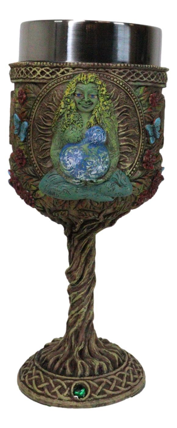ebros gift Wicca Celtic Knotwork Earth Mother Goddess Millenial Gaia Wine Goblet Chalice