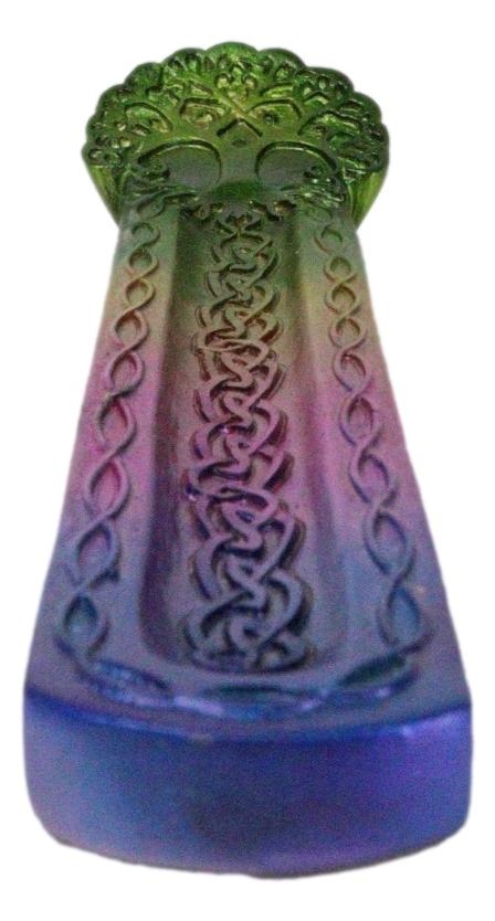 Ebros Gift Wicca Celtic Knotwork Rainbow Tree Of Life Ornate Incense Stick Holder Figurine