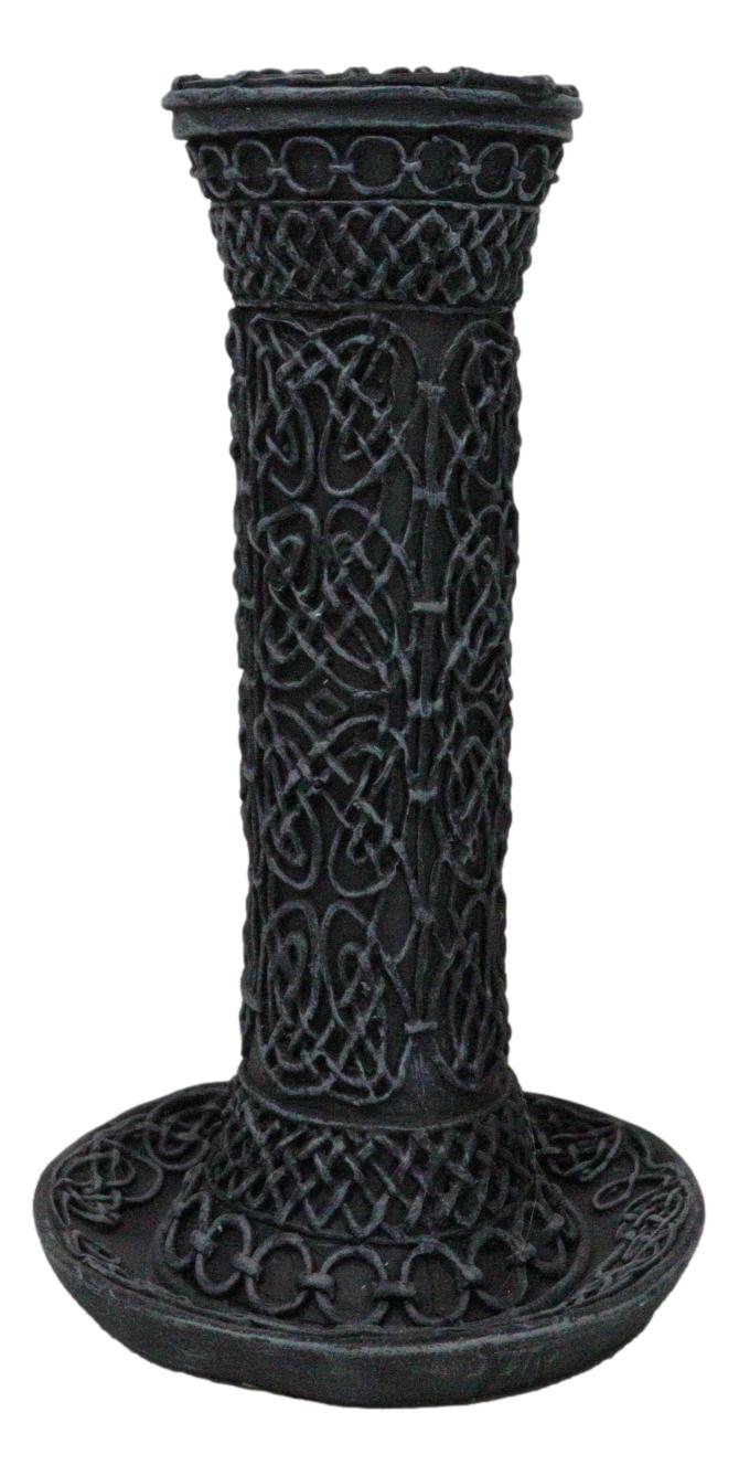 Ebros Gift Wicca Celtic Knotwork Sacred Symbols Dark Art Taper Candle Holder Figurine