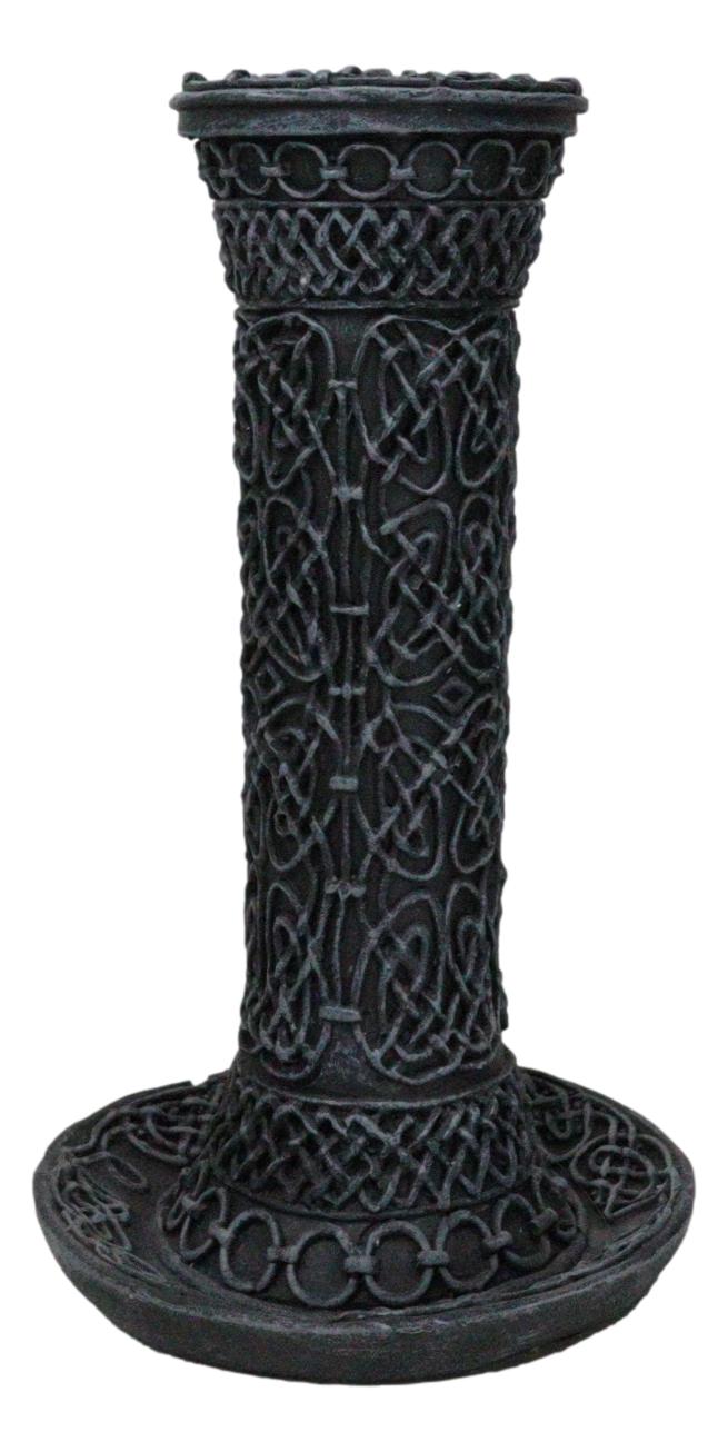 Ebros Gift Wicca Celtic Knotwork Sacred Symbols Dark Art Taper Candle Holder Figurine