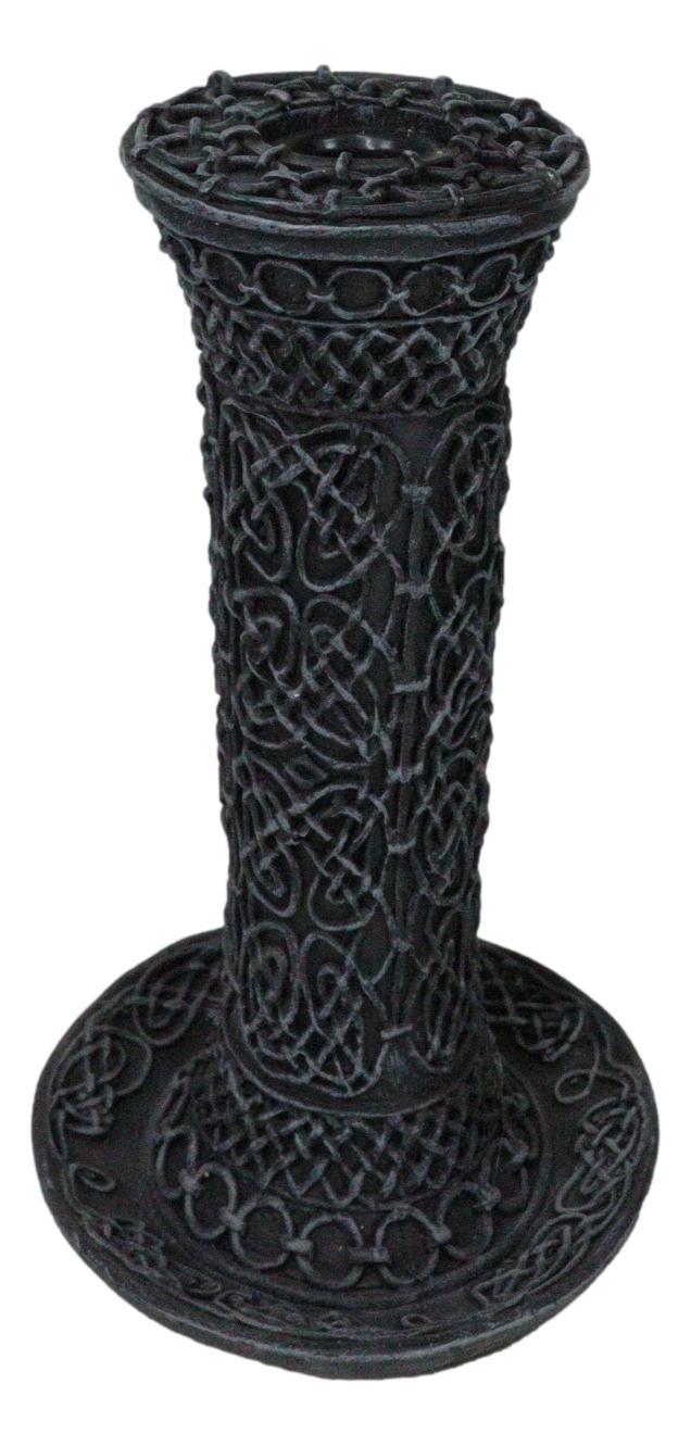 ebros gift Wicca Celtic Knotwork Sacred Symbols Dark Art Taper Candle Holder Figurine