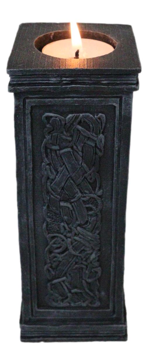 Ebros Gift Wicca Celtic Knotwork Sacred Symbols Dark Art Votive Column Candle Holder Stand