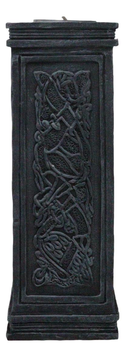 Ebros Gift Wicca Celtic Knotwork Sacred Symbols Dark Art Votive Column Candle Holder Stand