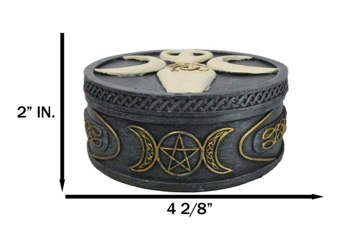 Ebros Gift Wicca Celtic Knotwork Spiral Goddess Triple Moon Shaman Decorative Round Box