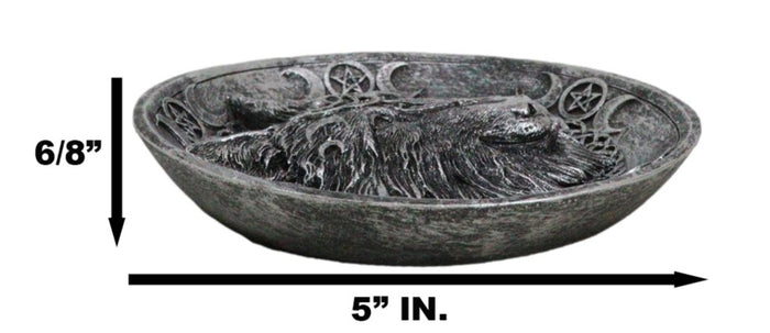 Ebros Gift Wicca Celtic Knotwork Triple Moon Pentagram Gray Wolf Round Incense Holder