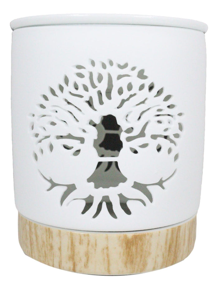 Ebros Gift Wicca Celtic Tree Of Life Filigree Cutout Ceramic Votive Candle Oil Tart Warmer