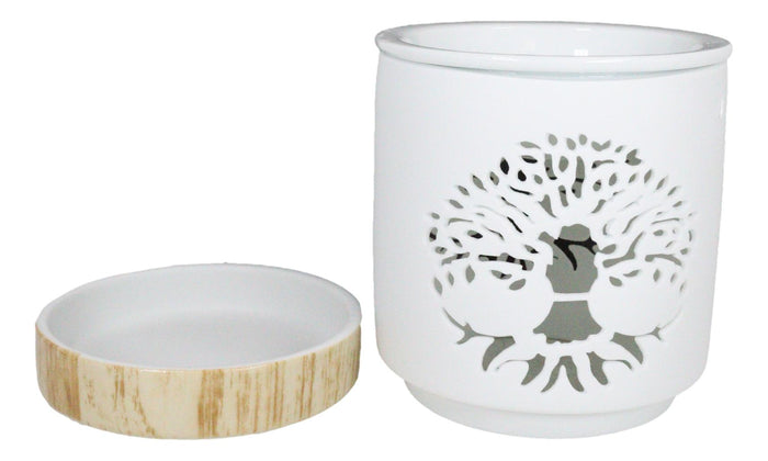 Ebros Gift Wicca Celtic Tree Of Life Filigree Cutout Ceramic Votive Candle Oil Tart Warmer