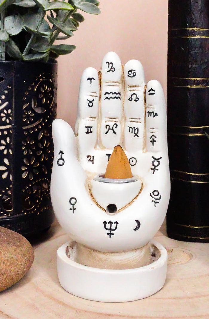 Ebros Gift Wicca Fortune Teller Chirology Palmistry Hand Palm Backflow Incense Burners Set